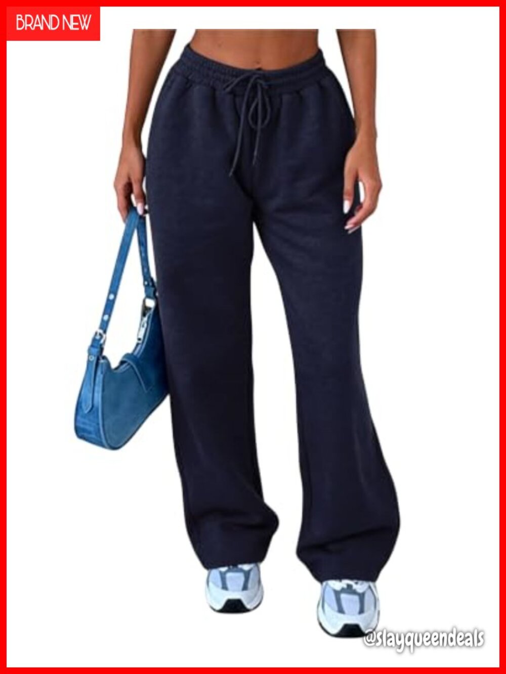 Fleece Lined Wide Leg Sweatpants Baggy High Rise Drawstring Lounge